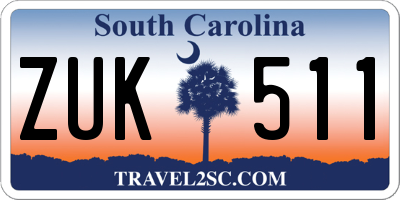 SC license plate ZUK511
