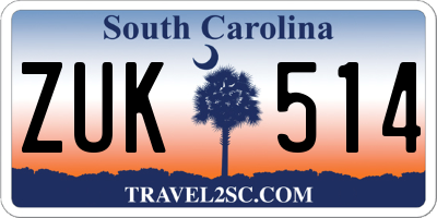 SC license plate ZUK514