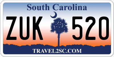SC license plate ZUK520