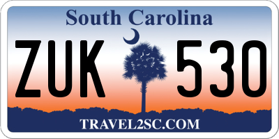 SC license plate ZUK530