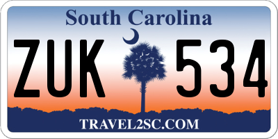 SC license plate ZUK534