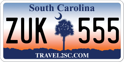 SC license plate ZUK555
