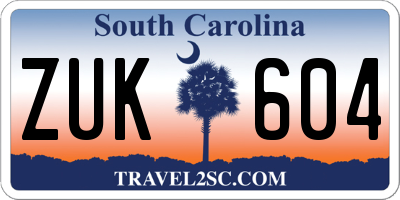 SC license plate ZUK604