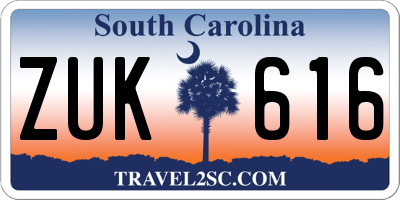SC license plate ZUK616