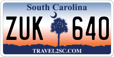 SC license plate ZUK640