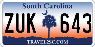 SC license plate ZUK643