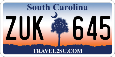 SC license plate ZUK645