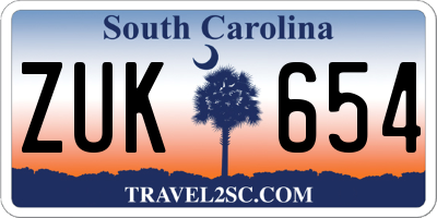 SC license plate ZUK654