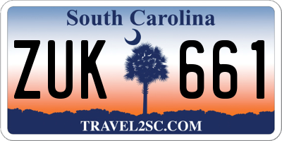SC license plate ZUK661