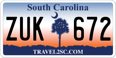 SC license plate ZUK672