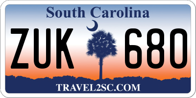 SC license plate ZUK680