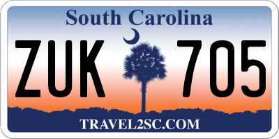 SC license plate ZUK705