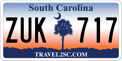 SC license plate ZUK717
