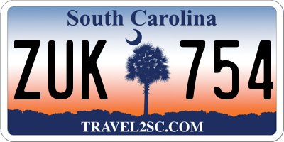 SC license plate ZUK754