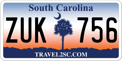 SC license plate ZUK756