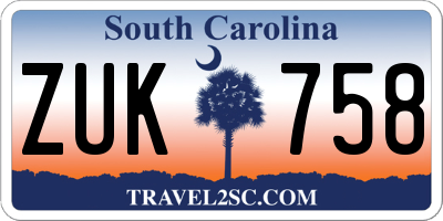 SC license plate ZUK758