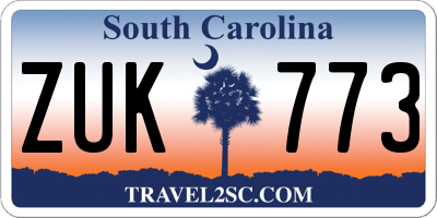 SC license plate ZUK773