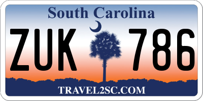 SC license plate ZUK786