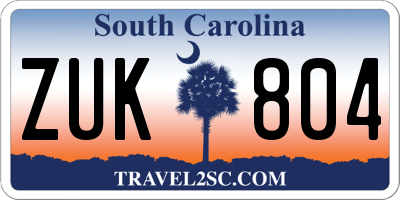 SC license plate ZUK804