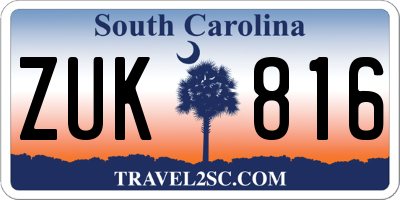 SC license plate ZUK816