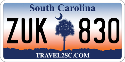 SC license plate ZUK830
