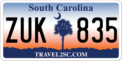 SC license plate ZUK835