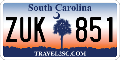 SC license plate ZUK851