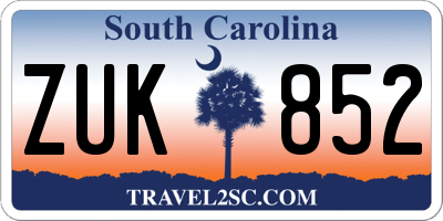 SC license plate ZUK852
