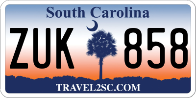 SC license plate ZUK858