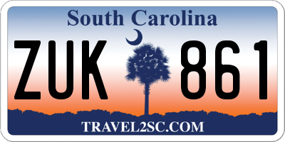 SC license plate ZUK861