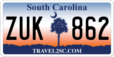 SC license plate ZUK862
