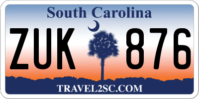 SC license plate ZUK876