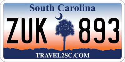 SC license plate ZUK893