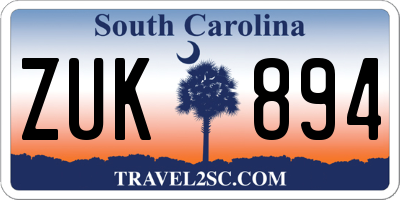SC license plate ZUK894