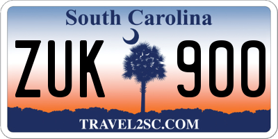 SC license plate ZUK900
