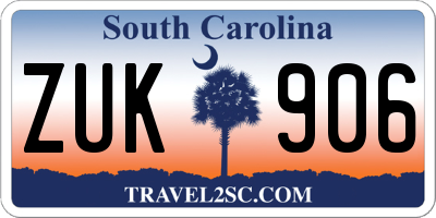 SC license plate ZUK906