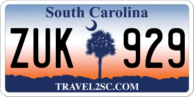 SC license plate ZUK929