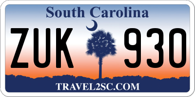 SC license plate ZUK930
