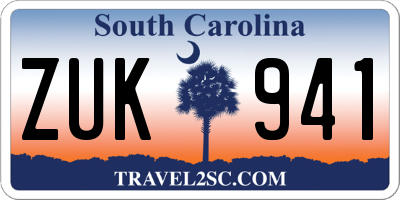 SC license plate ZUK941