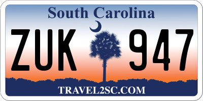 SC license plate ZUK947