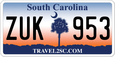 SC license plate ZUK953