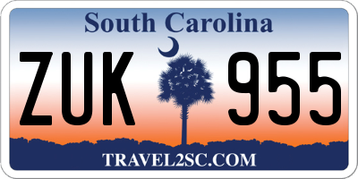 SC license plate ZUK955