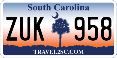 SC license plate ZUK958