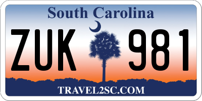 SC license plate ZUK981