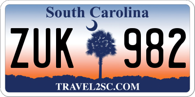 SC license plate ZUK982