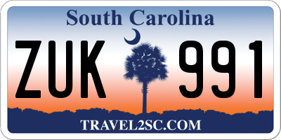 SC license plate ZUK991
