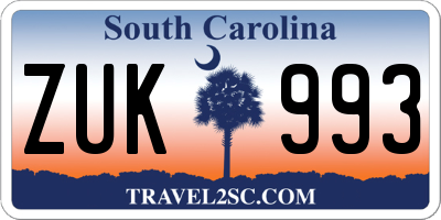 SC license plate ZUK993