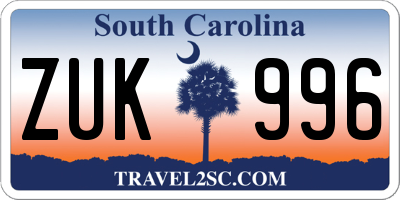 SC license plate ZUK996