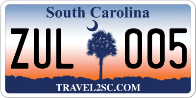 SC license plate ZUL005
