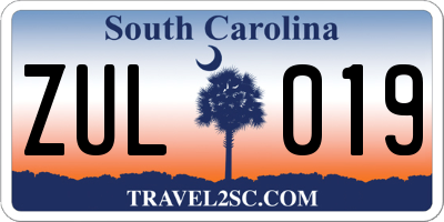 SC license plate ZUL019